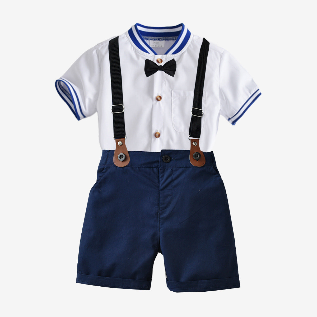 Baby Boy Suit Short Sleeve Suspenders Gentleman Formal 3 Pcs Sets