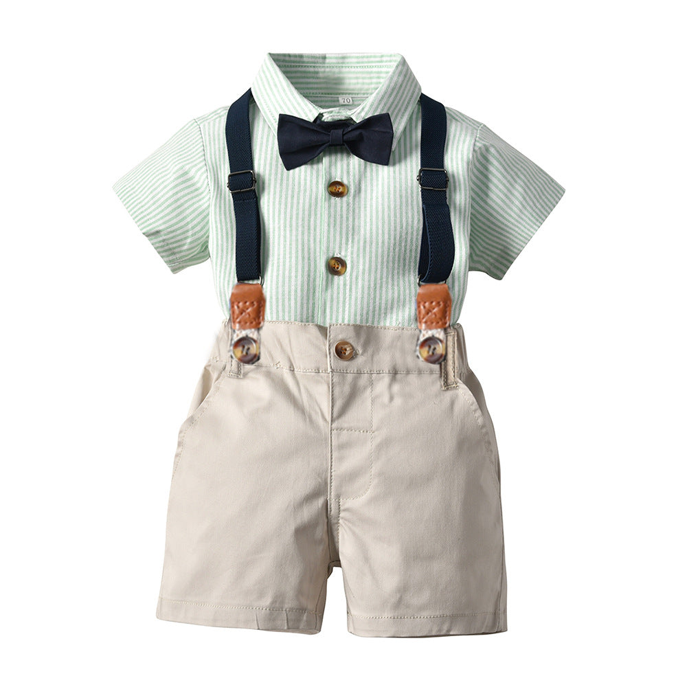 Baby Boy Suit Summer Short Sleeved Striped Fashion 2 Pcs Sets