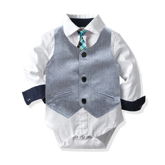Baby Boy Suit Long Sleeve Climbing Gentleman Triangle 2 Pcs Sets