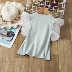 Kid Baby Girls Short-sleeved Printed Cotton Casual T-shirt