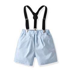 Kid Baby Boy Suit Bow Tie Short Sleeve Suspenders Beach Suits 3 Pcs Sets