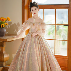 Kid Girl Princess Luxury Birthday Hosts Piano Performance Dresses