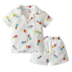Kid Baby Boy GirlCotton Pajamas Summer Short Sleeve Cartoon Casual 2 Pcs