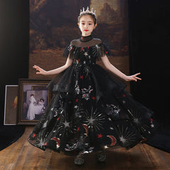Kid Girl Catwalk Princess Flower Puffy Host Piano Dresses