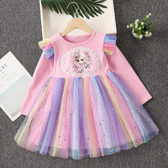 Kid Girl Frozen Princess Short Sleeve Dresses