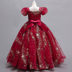 Kid Girl Princess Piano Summer Performance Host Evening Dress