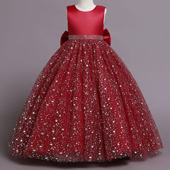 Kid Girl Flower Starry Sky Tutu Birthday Party Piano Performance Dresses