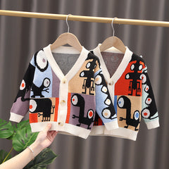 Kid Baby Boy Jacket Knitted Cardigan Cartoon Korean Sweaters