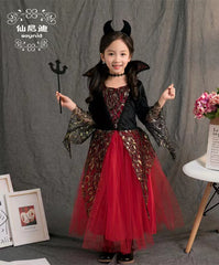 Halloween Kids Ghost Horror Demon Vampire Cape Stage Costume