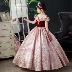 Kid Girl Red Host  Catwalk Birthday Piano Performance Dresses
