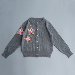 Kid Baby Girls Pure Cotton Knit Soft Cute Sweater Sequined Star Cardigan