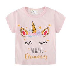 Kid Baby Summer Girls Short Sleeve Knitted Cotton T-shirt