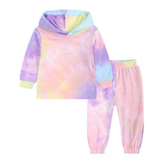 Kid Baby Boy Girl Tie Dye Suit Fashion Printed Hooded Suits 2 Pcs Sets