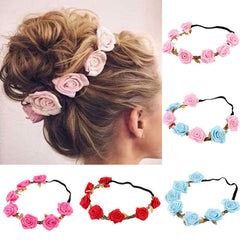 Kid Ball Hair Gold Leaf Headband Wedding Rose Headwear