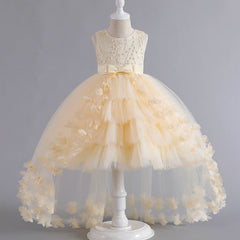 Kid Girl Princess Sleeveless Puffy Flower Wedding Performance Dresses