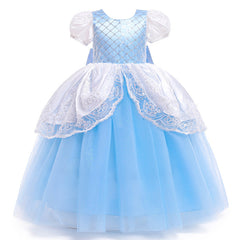 Kid Girl Princess Mesh Cinderella Bubble Sleeves Dress
