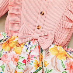 Baby Girl Long Sleeve Pit Printing Flower Dress