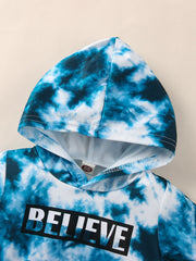 Baby Boys Suit Long Sleeved Letter Tie-dye JAutumn Winter 2 Pcs Sets