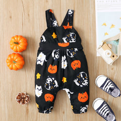 0-18M Baby Girl Halloween Pumpkins Suspender Jumpsuits Pants