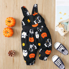 0-18M Baby Girl Halloween Pumpkins Suspender Jumpsuits Pants