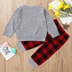 Baby Boys Plaid Car Long Sleeve Sets 2 Pcs