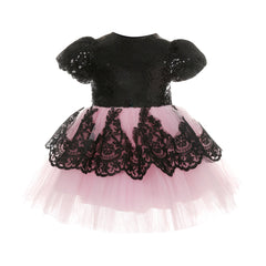 Kid Girls Lace Tutu Formal Pageant Bridesmaid Tulle Dress 1-5Y