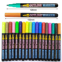 12/18colors Double Line Metallic Marker Glitter Pen