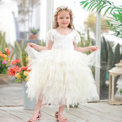 Flower Kid Baby Girl Princess Lace Birthday Fluffy Tulle Wedding Party Dress