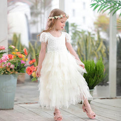 Flower Kid Baby Girl Princess Lace Birthday Fluffy Tulle Wedding Party Dress