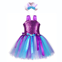 Girl Sequin Ariel  Birthday Party Mermaid Starfish Unicorn Dresses