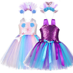 Girl Sequin Ariel  Birthday Party Mermaid Starfish Unicorn Dresses