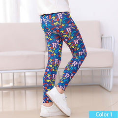 Girls Print Pants Print Flower Skinny Leggings 4-11 Years
