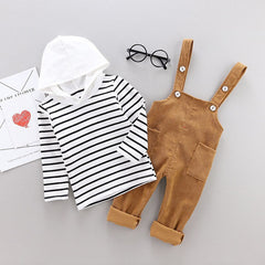 Baby Boys Girls Clothes Striped Tops Bib  2pcs/sets