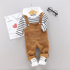 Baby Boys Girls Clothes Striped Tops Bib  2pcs/sets