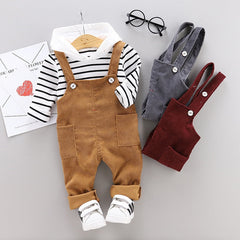 Baby Boys Girls Clothes Striped Tops Bib  2pcs/sets