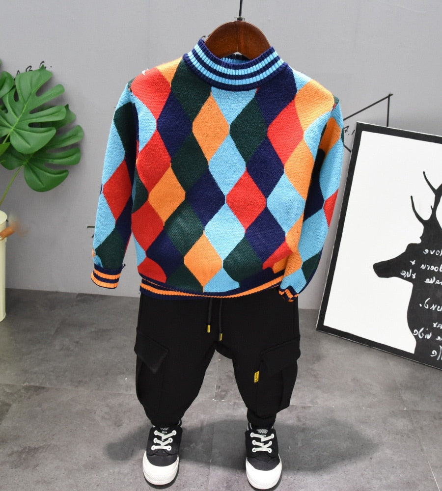 Kids Boy Clothing Sets Knit Tops + Bottoms 2 Pcs Sets  2-6 Years