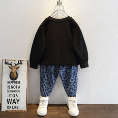 Kid Baby Boy Spring Autumn Fashion Denim Stitching 2 Pcs Set