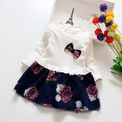 Girls Dress Long Sleeve Floral Dresses Fashion Casual Dress 2-7T