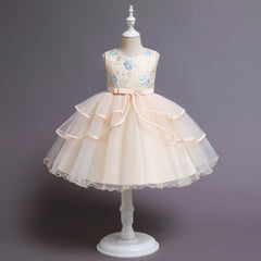 Kid Baby Girls Polyester Bridesmaid Wedding Birthday Party Dresses