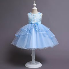 Kid Baby Girls Polyester Bridesmaid Wedding Birthday Party Dresses