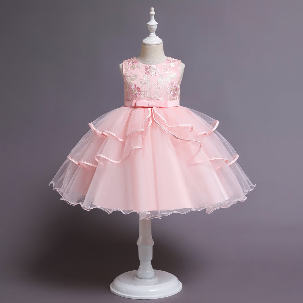 Kid Baby Girls Polyester Bridesmaid Wedding Birthday Party Dresses