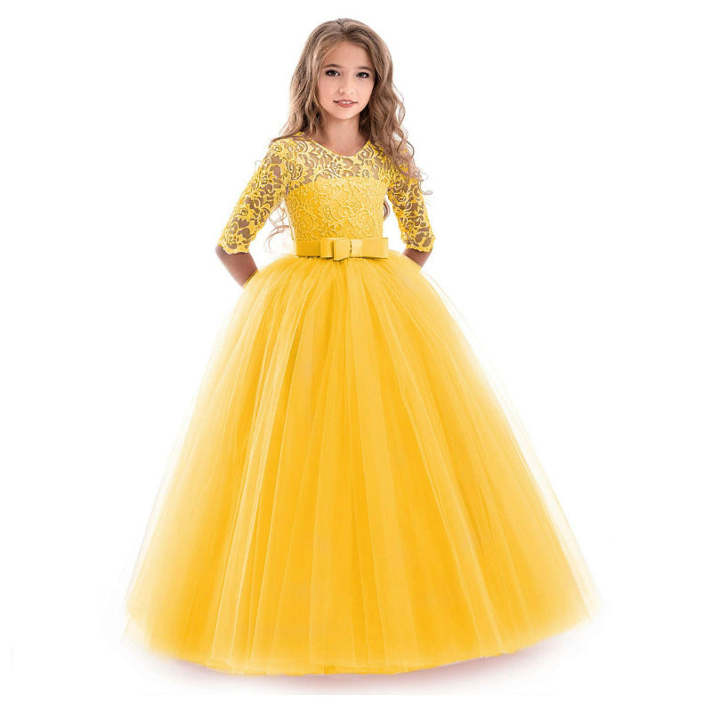 Girl Dresses Luxury Party First Communion Bow Ribbon Princess Dresses 3-12 Years