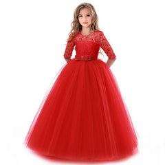 Girl Dresses Luxury Party First Communion Bow Ribbon Princess Dresses 3-12 Years