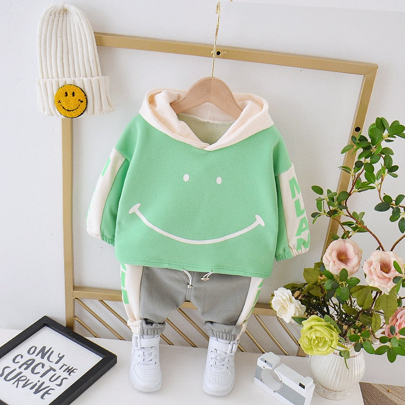Toddler Boys Sets Plush Warm Tops+ Bottoms 2 Pcs