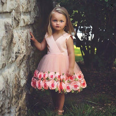 Baby Kid Girls Flower Rose Wedding Bridesmaid Dress 2-8T