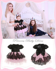 Kid Girls Lace Tutu Formal Pageant Bridesmaid Tulle Dress 1-5Y