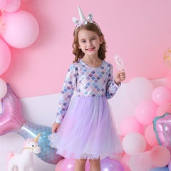 Girls Elegant Tutu Dress Long Sleeve Princess Vestidos Party Dresses 2-8 Years