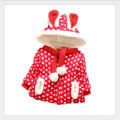 Baby Girl Outerwear Winter Cute Rabbit Jacket Thick Cotton-Padded Coat