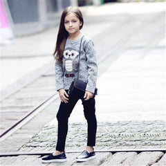 Girl Winter Cute Sweater Cartoon Cute Owl Sweater 6-14 Years