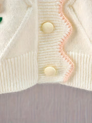 Kid Girl Adorable Flower Embroidered Knitted Spring Autumn Sweaters